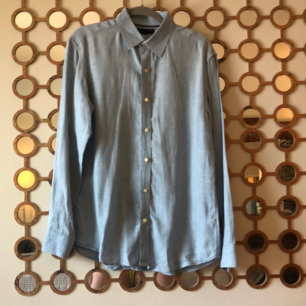 Banana Republic Blue Linen Button down